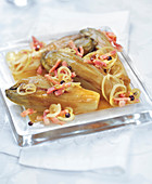 Braised Endives with Beer, Bacon and Onions
