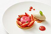 Strawberry Flavoured Tartlet with Vanilla Ice Cream