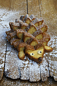 Christmas Pandoro in the shape of a hedgehog