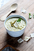 Green asparagus cream with parmesan