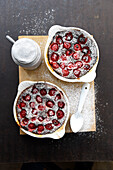 Clafoutis with black cherries and bitter almonds