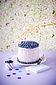 White chocolate and blueberry layer cake