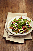 Arugula, Fig, Mozzarella and Cured Ham Salad with Balsamic Vinegar