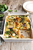 Quiche with courgette, spinach and butternut squash