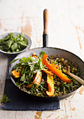 Roasted green lentils with butternut squash