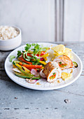 Chicken roulade stuffed with peppers