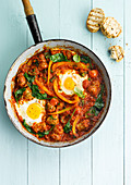 Shakshuka with spinach and egg (North Africa)