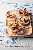 Apple roses with chocolate chips