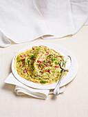 Crêpes with bacon, cream and herbs