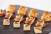 Three types of aperitif canapés