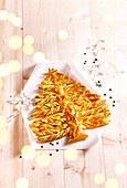 Christmas tree made of savoury spiced puff pastry
