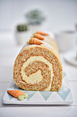 Carrot sponge cake roll