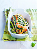 Roasted salmon with green asparagus