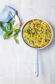 Vegetable frittata in a pan