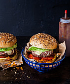 Beefburger with cheese, tomato and lettuce