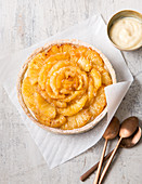 Ananas-Swirl-Kuchen mit Vanillepudding