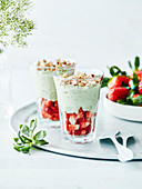 Watercress mousse with strawberries