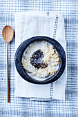 Porridge made from tapioca pearls, chia seeds and coconut milk