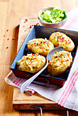Stuffed potatoes grilled in the oven