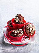 Chocolate muffins with hazelnuts