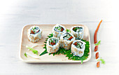 Vegetarian sushi with fennel and oat root