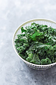 Kale in a salad strainer