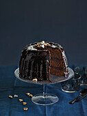 Chocolate bundt cake with chocolate icing