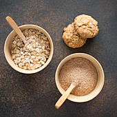 Oat bran, oat flakes and oat biscuits