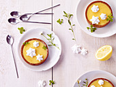 Lemon tartlets with meringue dots