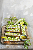 Bruschetta with ricotta and courgettes