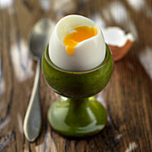 Boiled egg in egg cup