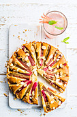 Rhubarb cake with almonds