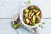 Potato salad with young potatoes and herbs