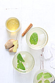 Ginger tea with mint and cinnamon