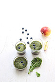 Kale smoothie with apple and blueberries
