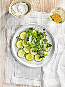 Cucumber salad with white sauce