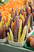 Colourful carrots at a market