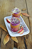 Autumn apple and red cabbage smoothies