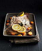 Skate wings with carrots and capers