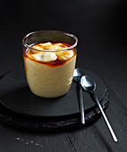 Rice pudding with caramel mousse