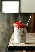 Chia pudding with blood oranges and pecans