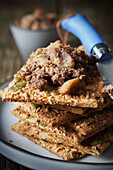 Liver terrine with chestnuts and seed crackers