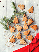 Christmas tree-shaped shortbread biscuits