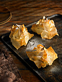 Baked pears in brick pastry