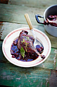 Duck leg with wine and shallot sauce