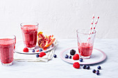 Red berry and pomegranate smoothies