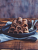 All chocolate rolled pancakes