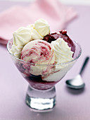 Summer berry ice cream sundae