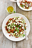 Roasted chickpea salad with cucumber and feta