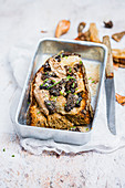 Chicken and morel toast